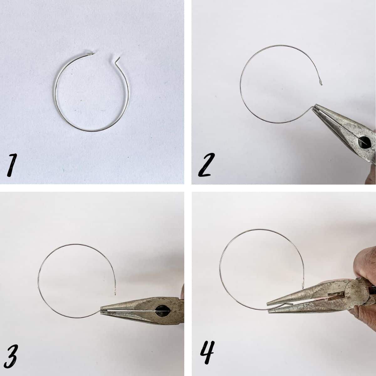 A poster of 4 images showing how to flatten a metal hoop.