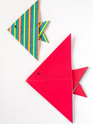 2 origami fishes.