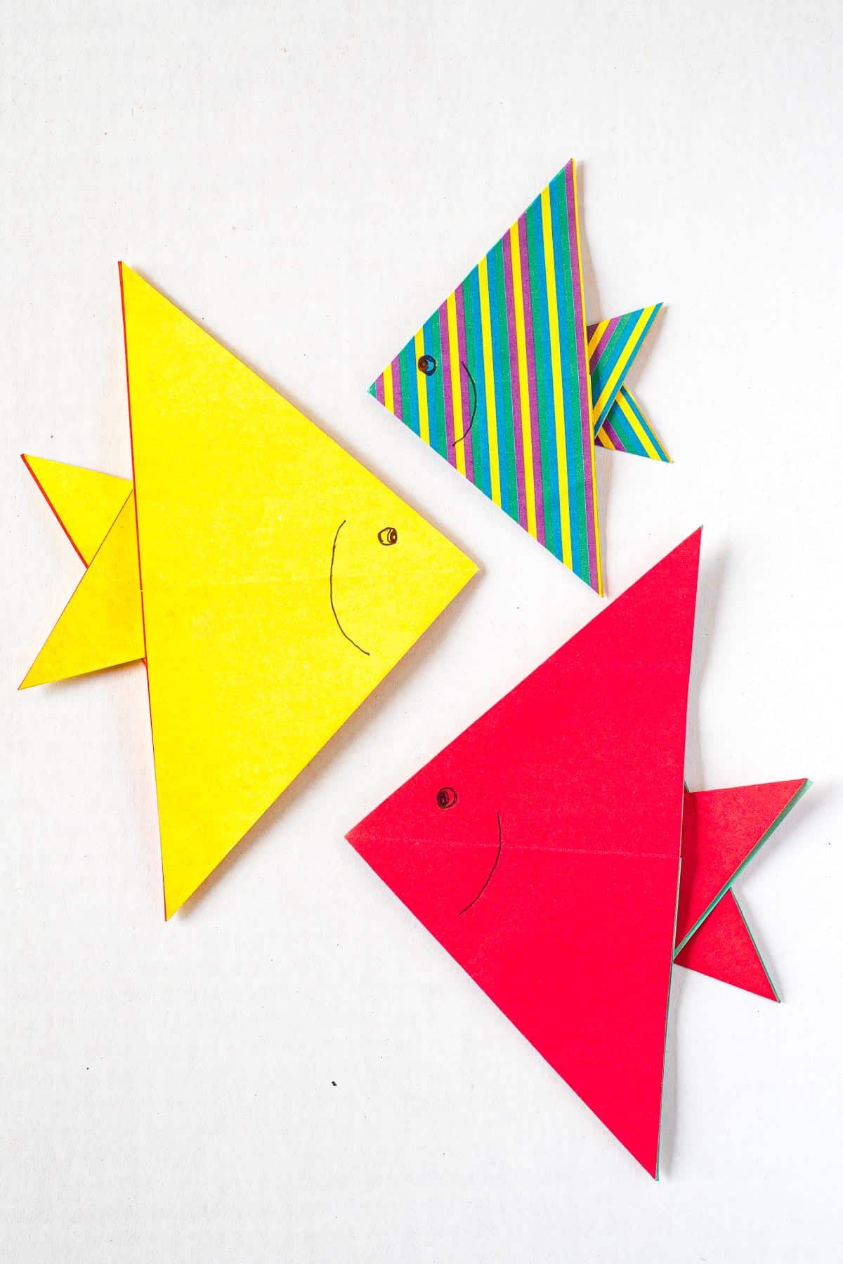 3 origami fish.