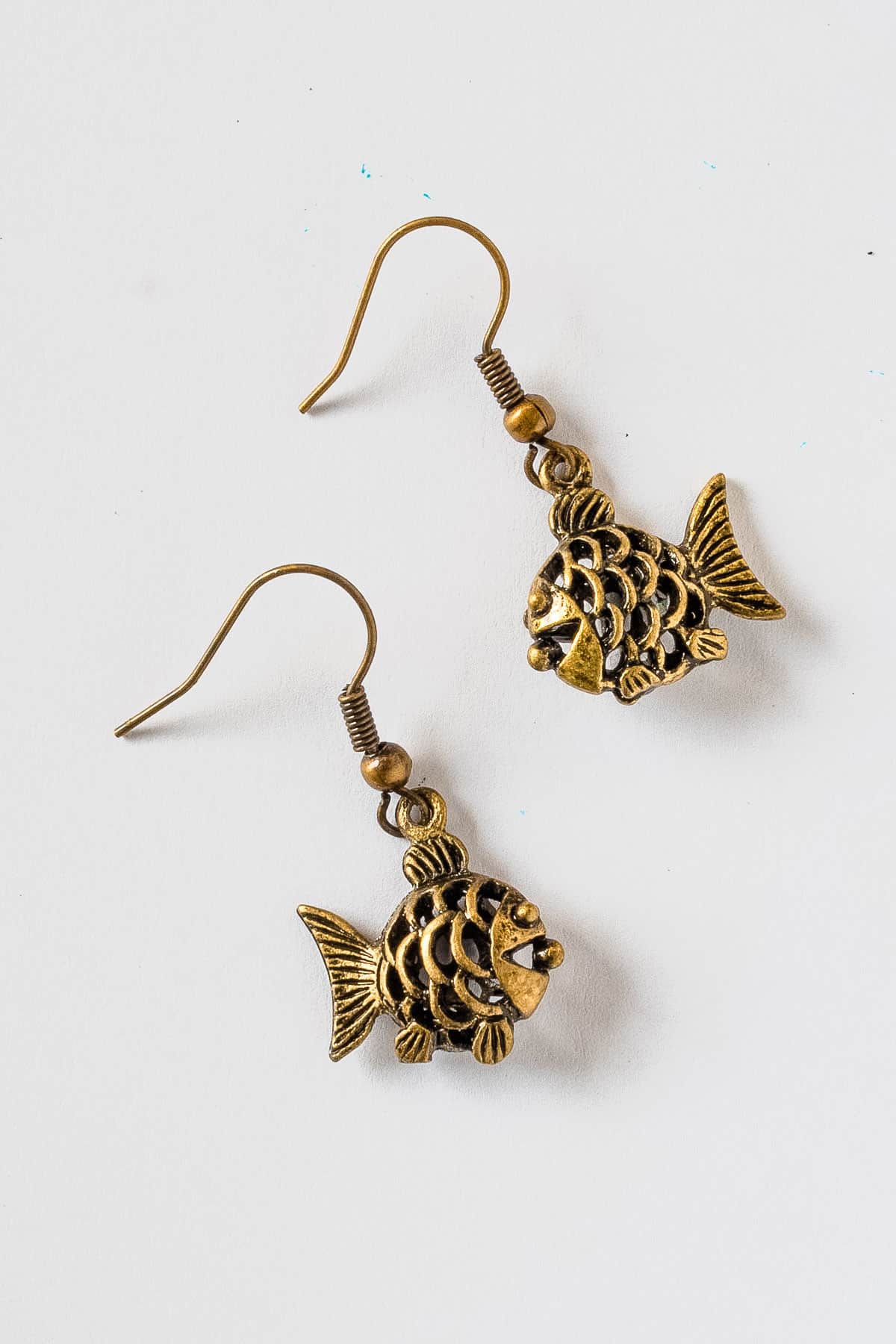 Earring making for beginners - A pair of fish earrings.