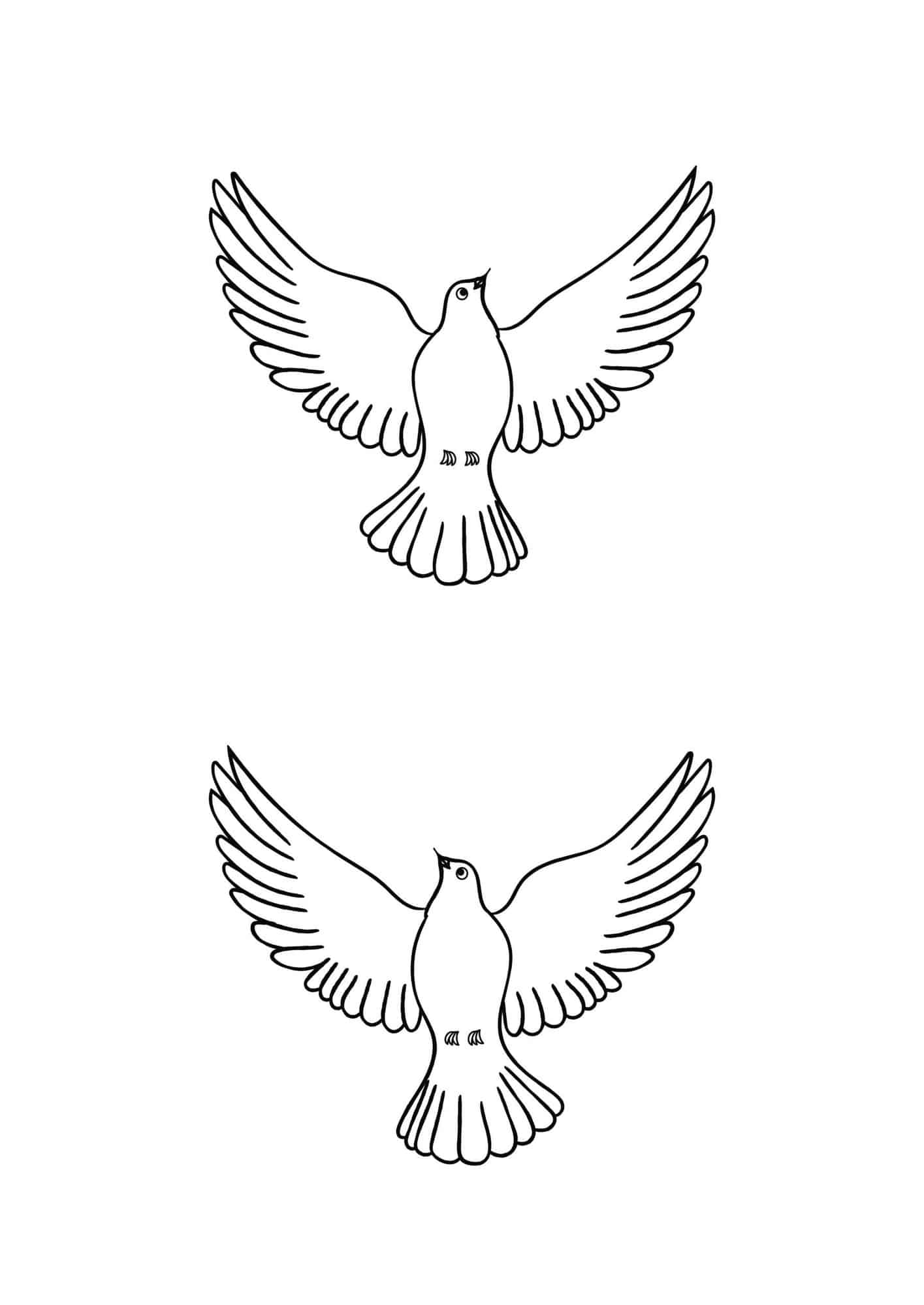 A template of 2 doves with wings wide open.