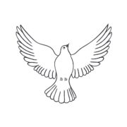 A dove template with wings open.