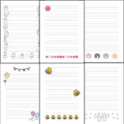6 designs of cute lined paper printable templates.