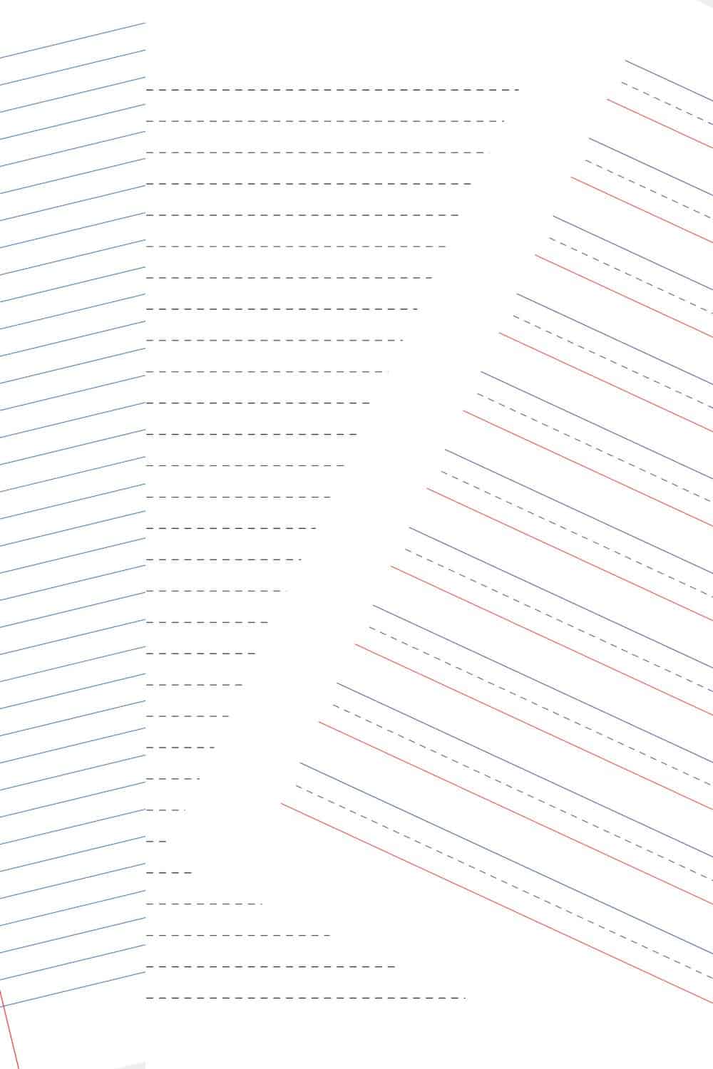 Images of free printable lined paper with dotted lines, manuscript lines and ruled lines.