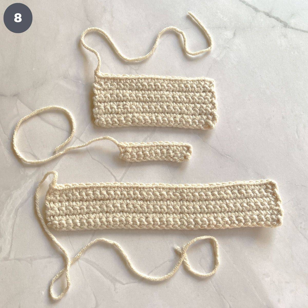 3 pieces of crocheted rectangle.