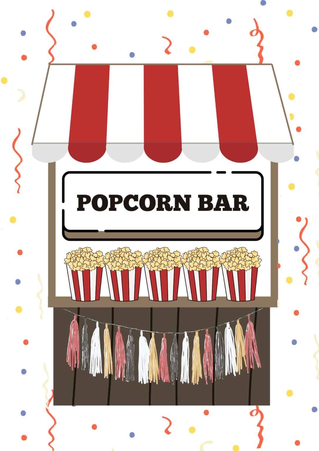 Free Printable Popcorn Sign (11 Designs) | The Pink Craft Box