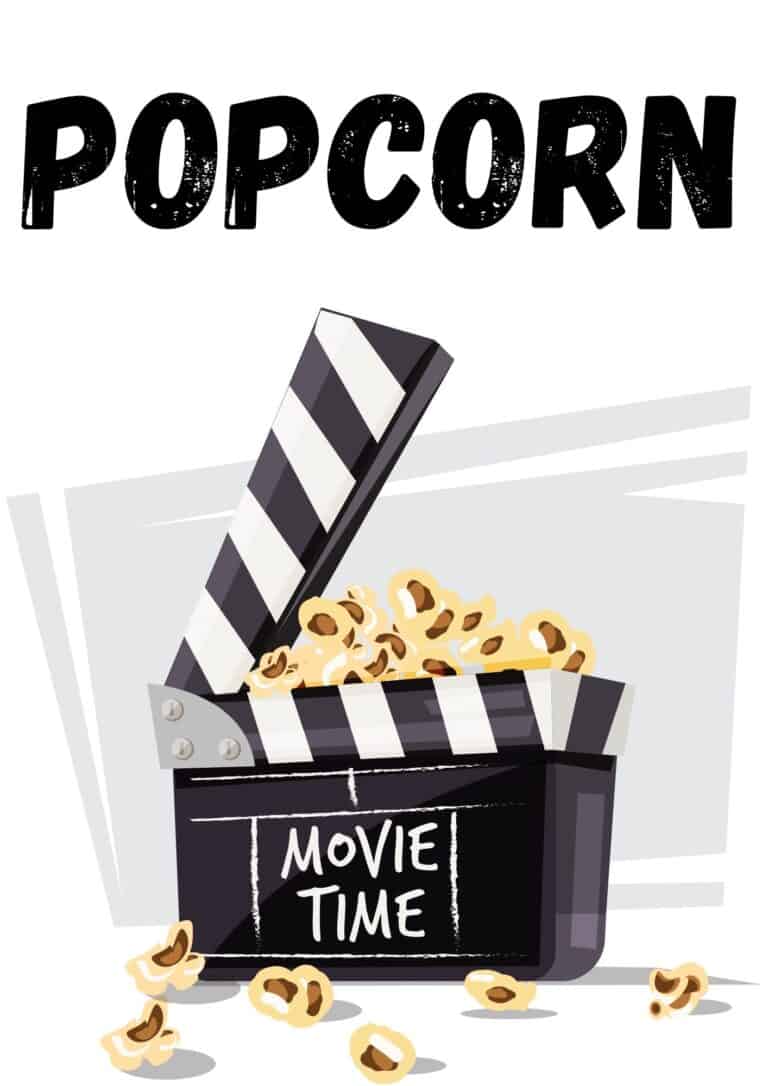 Free Printable Popcorn Sign (11 Designs) | The Pink Craft Box