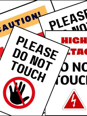 4 overlapping do not touch signs.