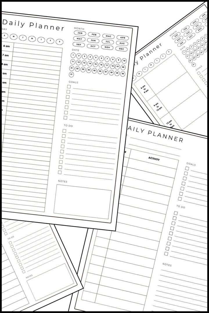 Printable Daily Calendar with Time Slots (4 Free Designs) | The Pink ...