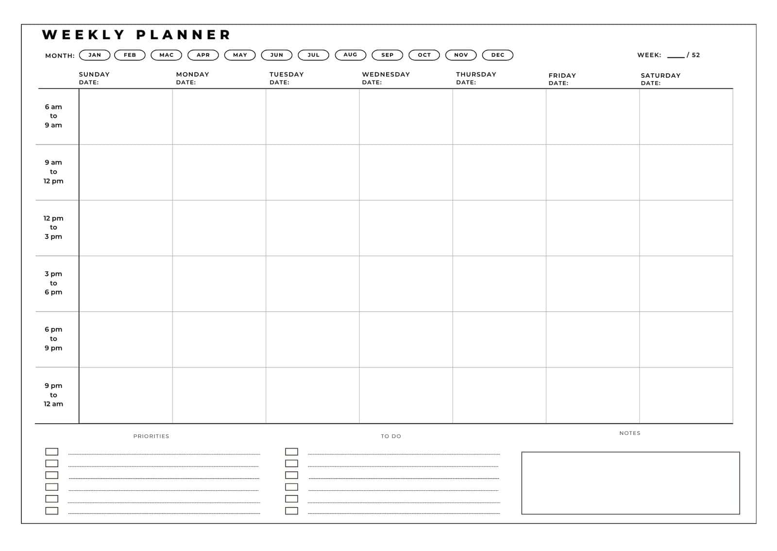 Printable Weekly Calendar with Time Slots (4 Free Templates) The Pink