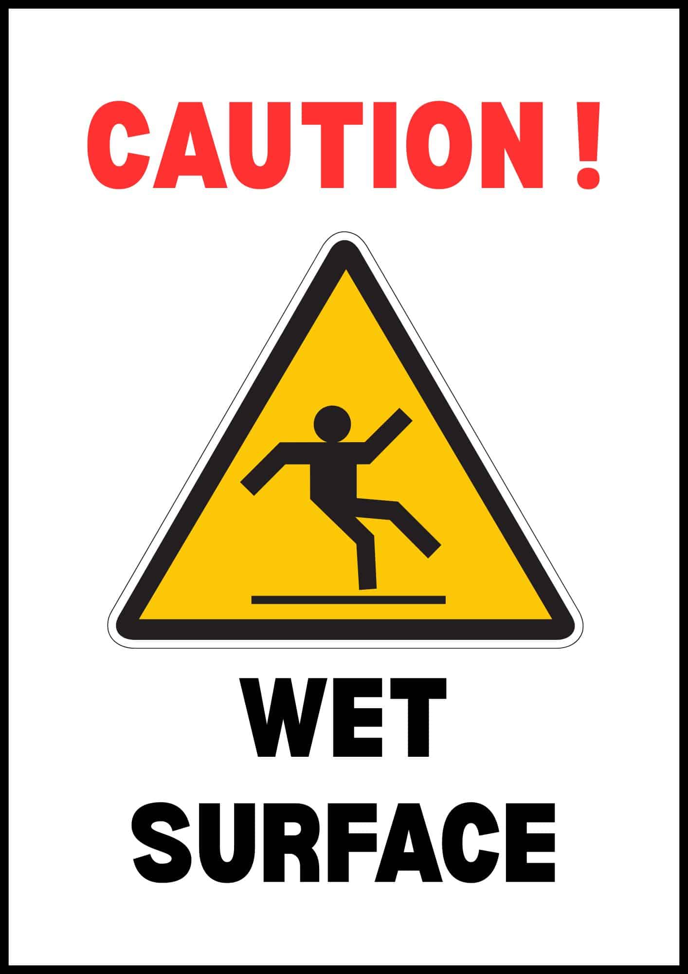 Caution Wet Surface sign.