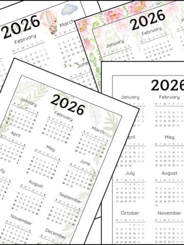 2026 calendars overlapping on one another.