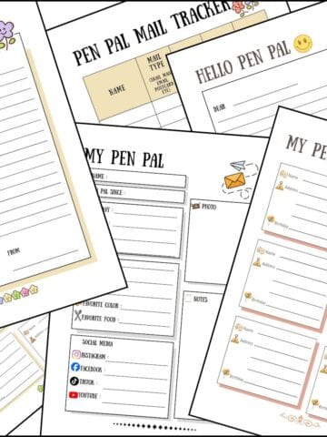 Pen pal tracker printable templates overlapping on one another.