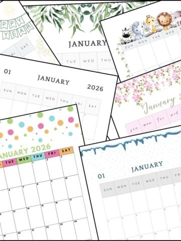 January 2026 calendar printable overlapping on one another.