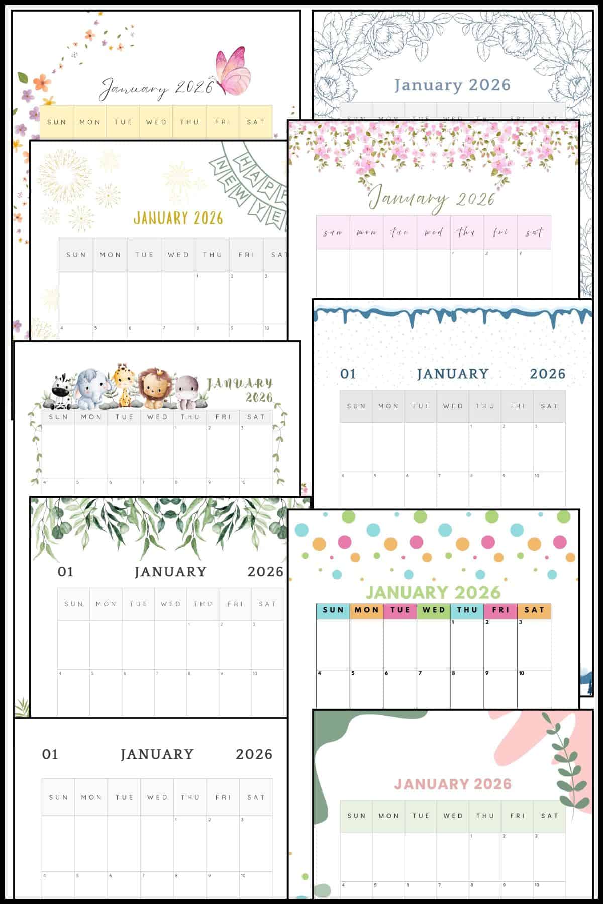 January 2026 Printable Calendar (Free Downloads) | The Pink Craft Box