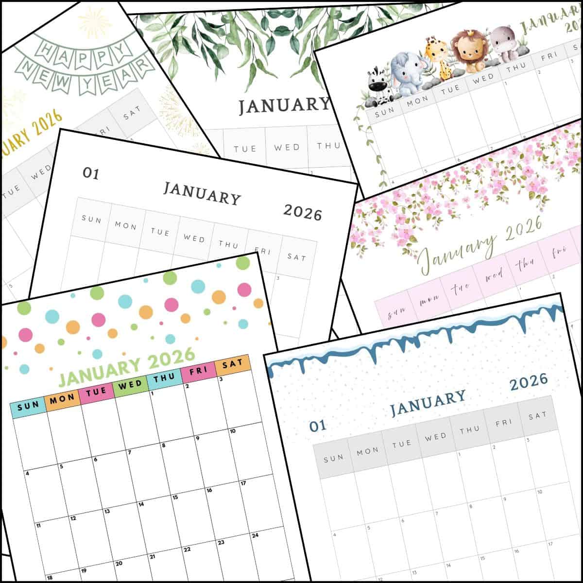 January 2026 Printable Calendar (Free Downloads) | The Pink Craft Box