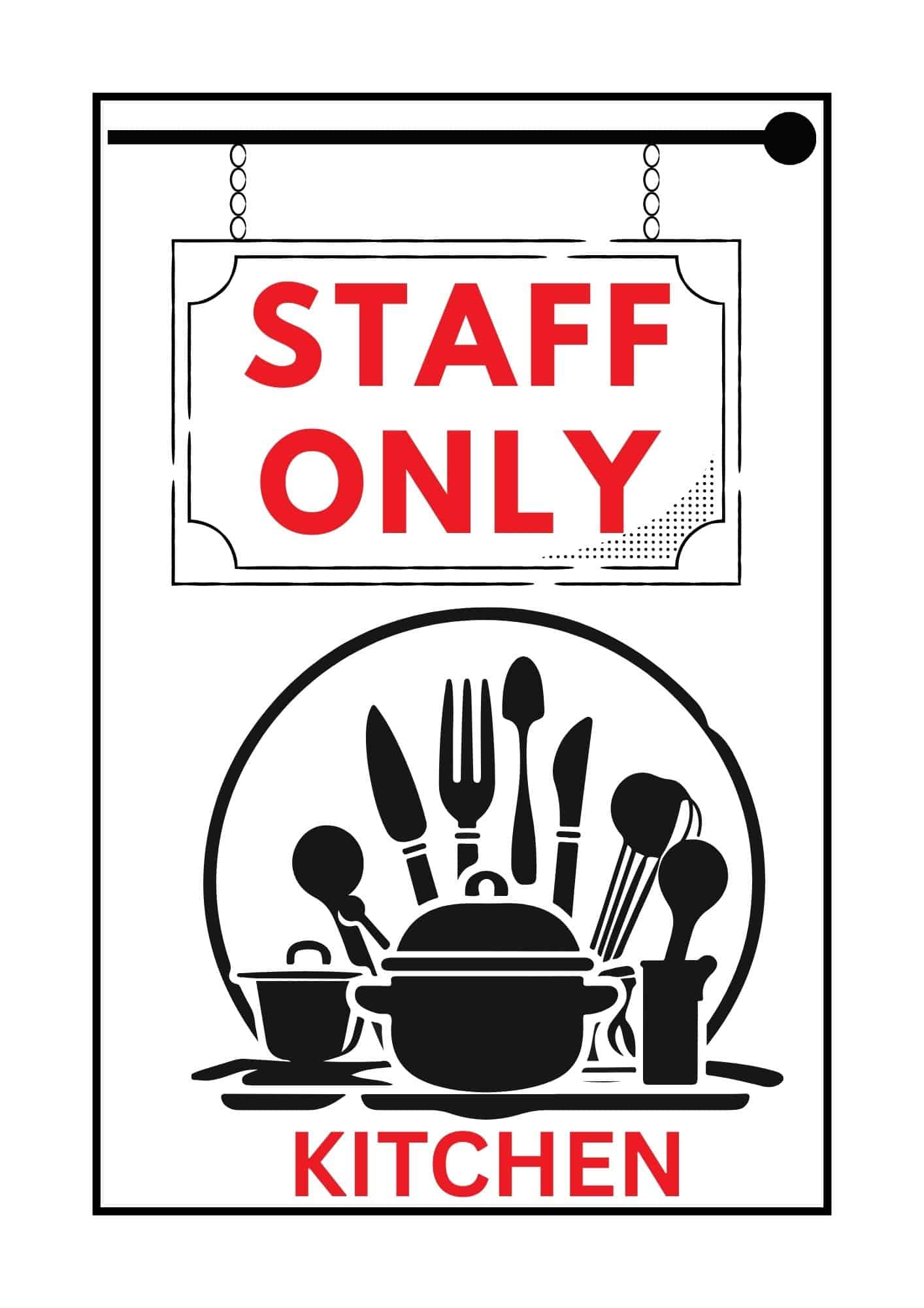 Staff only kitchen sign printable.