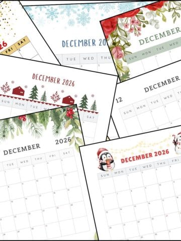 December 2026 calendar printable stacked on top of one another.