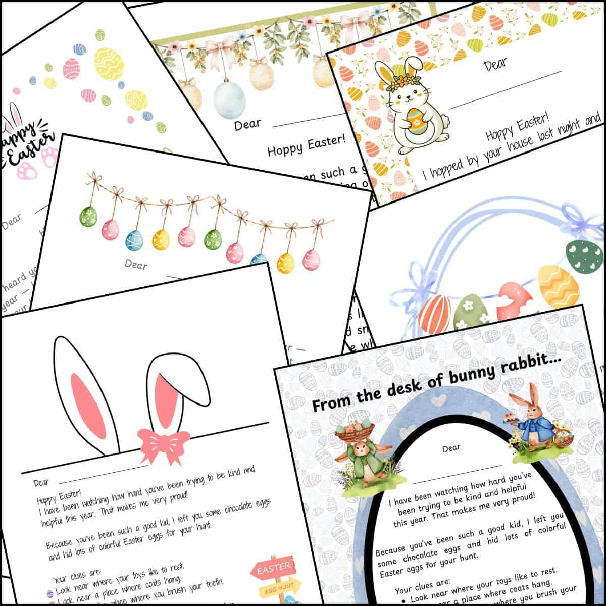 Easter Bunny Letter Free Printable Templates (10 Cute Designs) | The Pink Craft Box