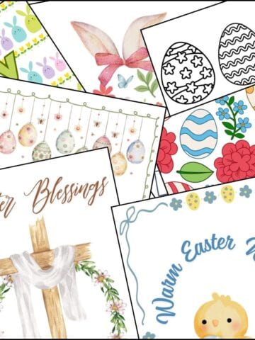 Printable Easter cards overlapping one another.