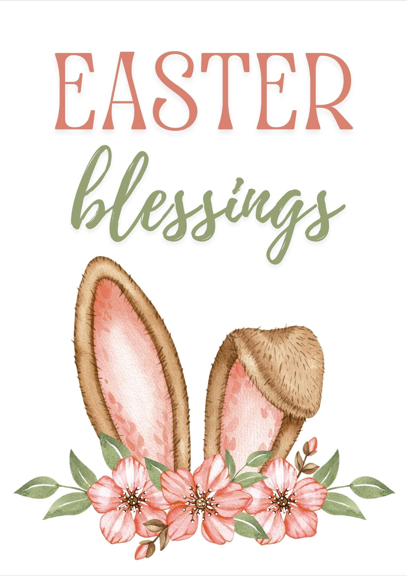 Easter blessing bunny ears printable card.