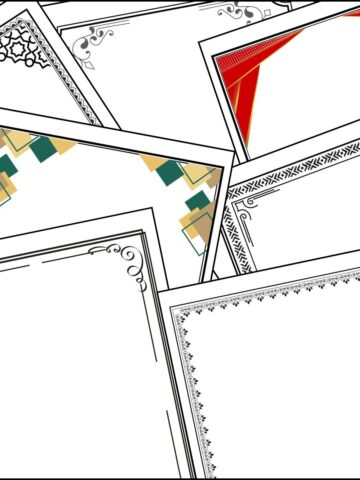 Printable certificate border templates overlapping on one another.