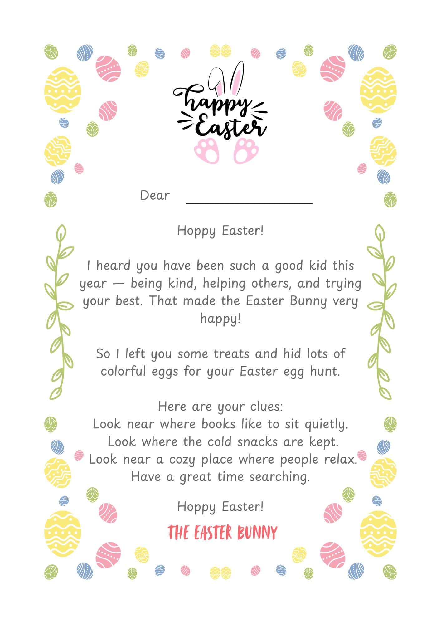 A letter frame of Easter eggs.