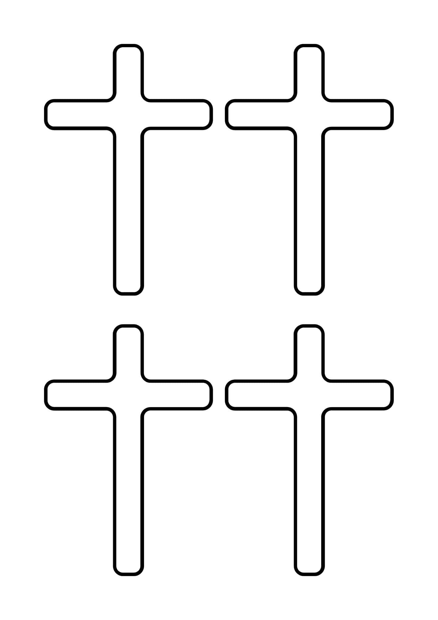 Four Easter cross template printable with rounded corners.