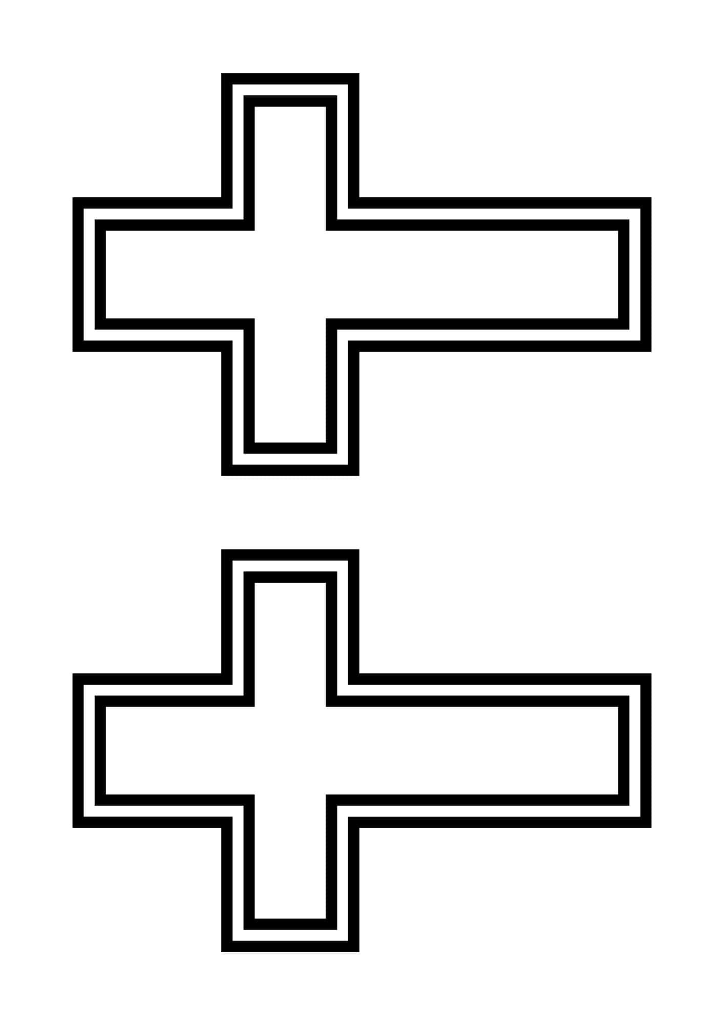 Two Easter cross template printable with double outline.