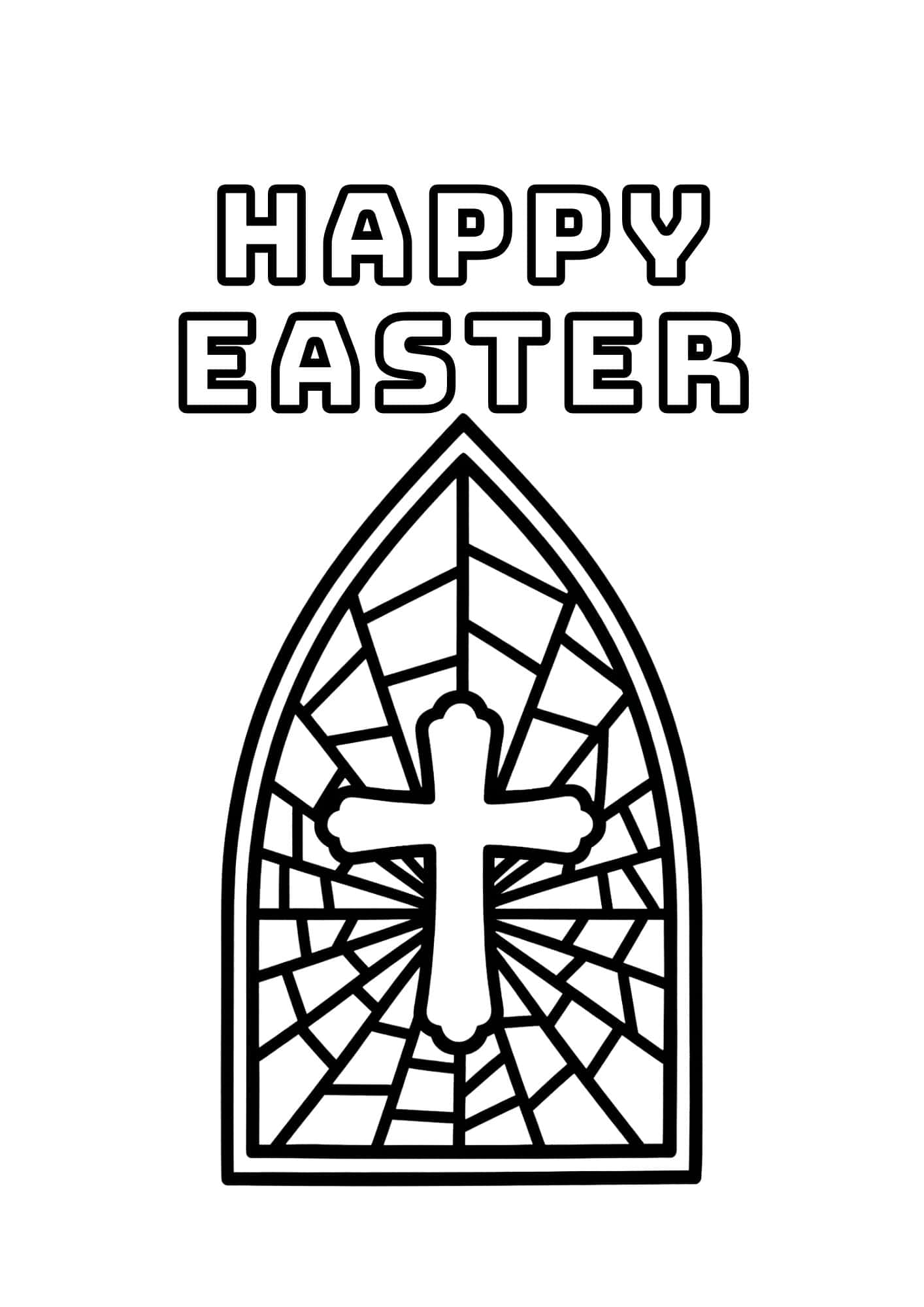 Cross against stained glass window.