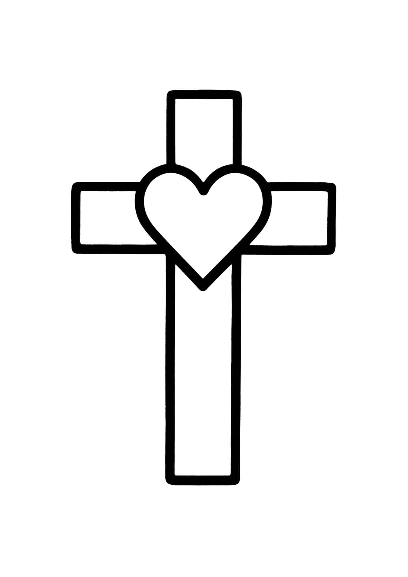 Cross with a heart in the middle.