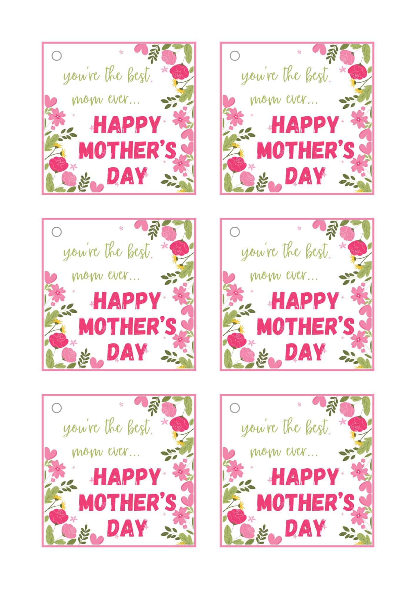 Square mother's day gift tags in floral design.