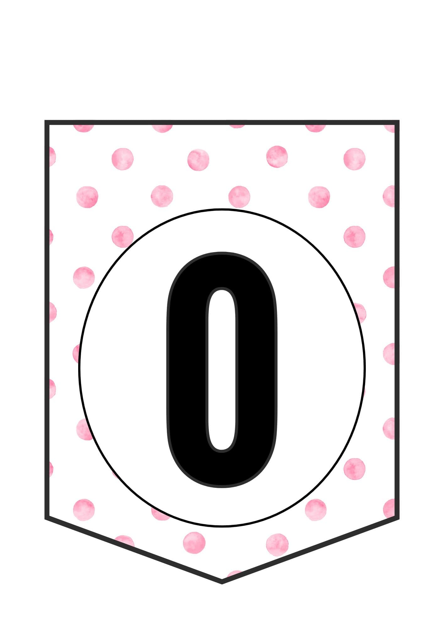 Printable banner letter O in pink polka dots design.