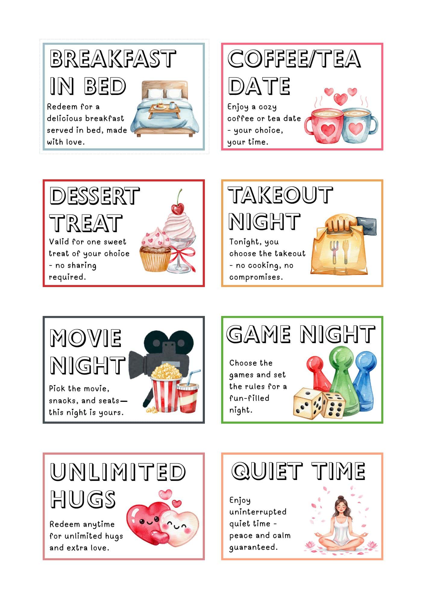 8 mother's day gift certificates.