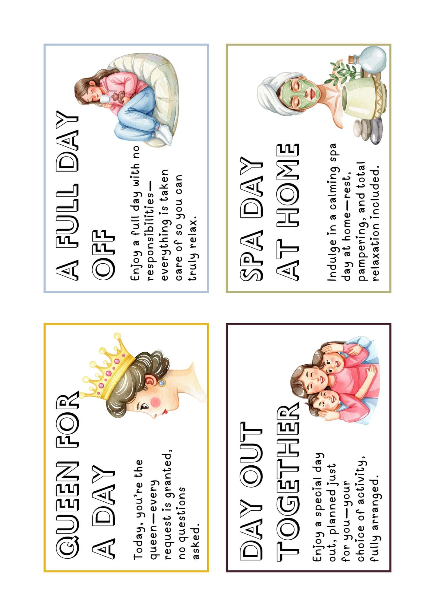 4 mother's day gift certificates.