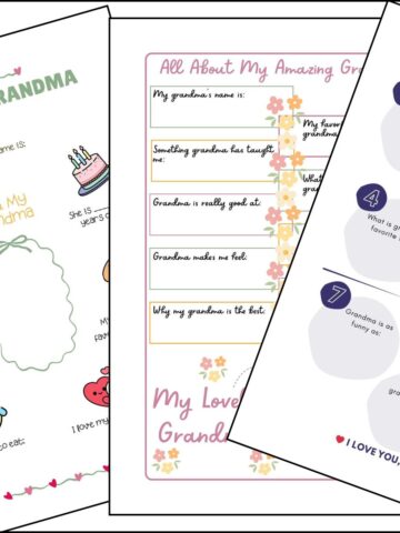 Mother's day grandma questionnaires overlapping on one another.