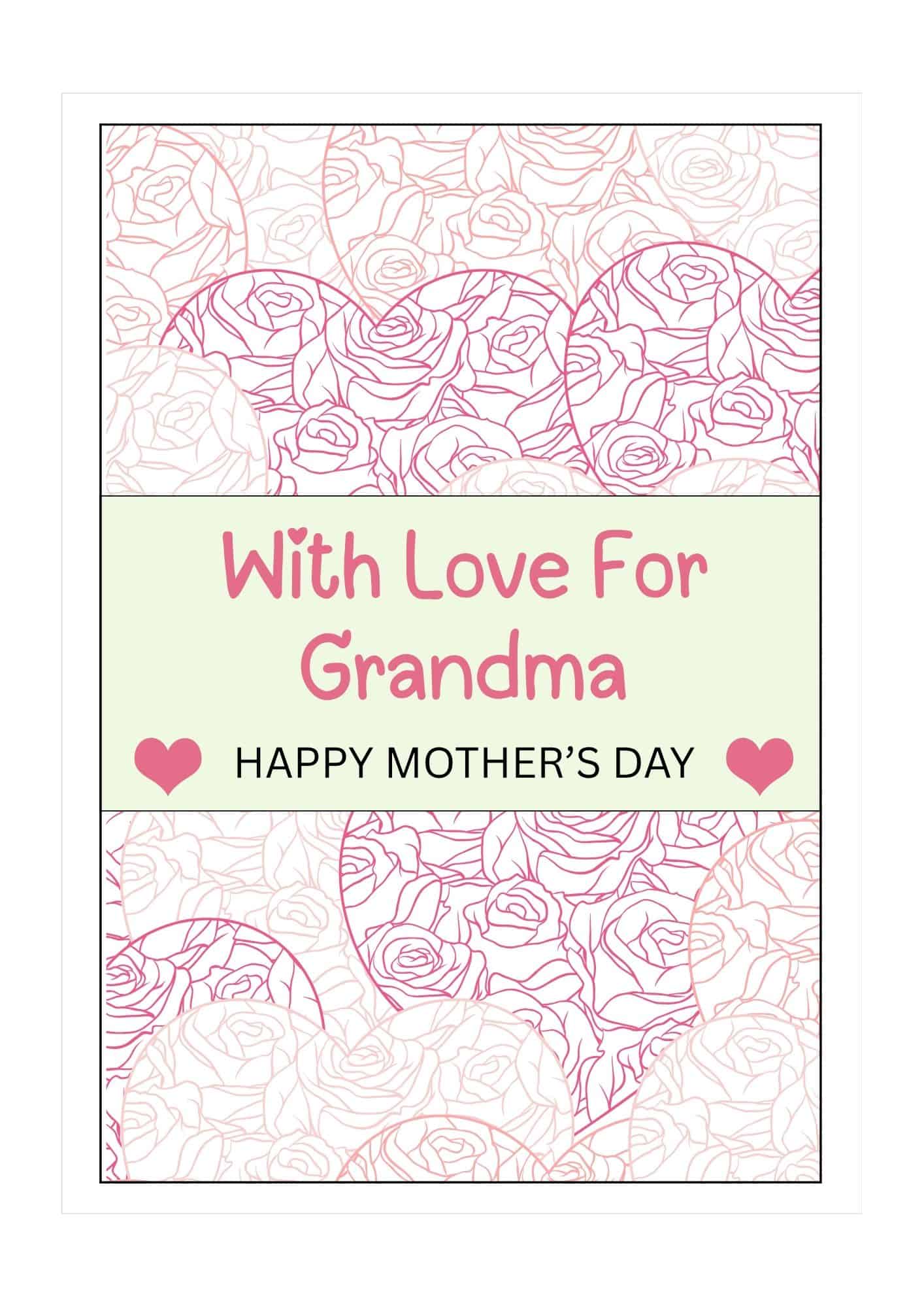 Heart design in pink and with love for Grandma wordings.