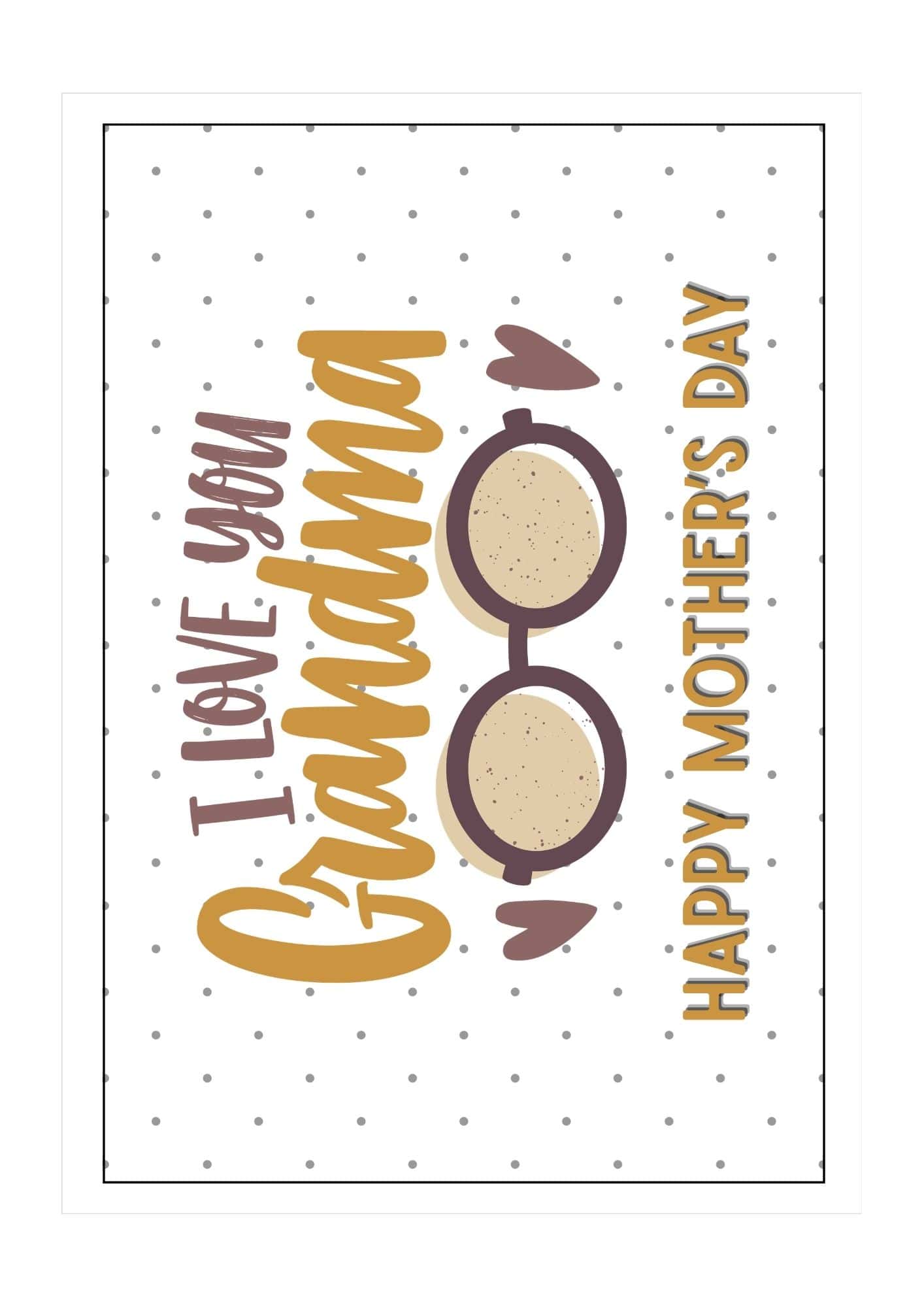 I love you grandma card with images of brown spectacles in the center.