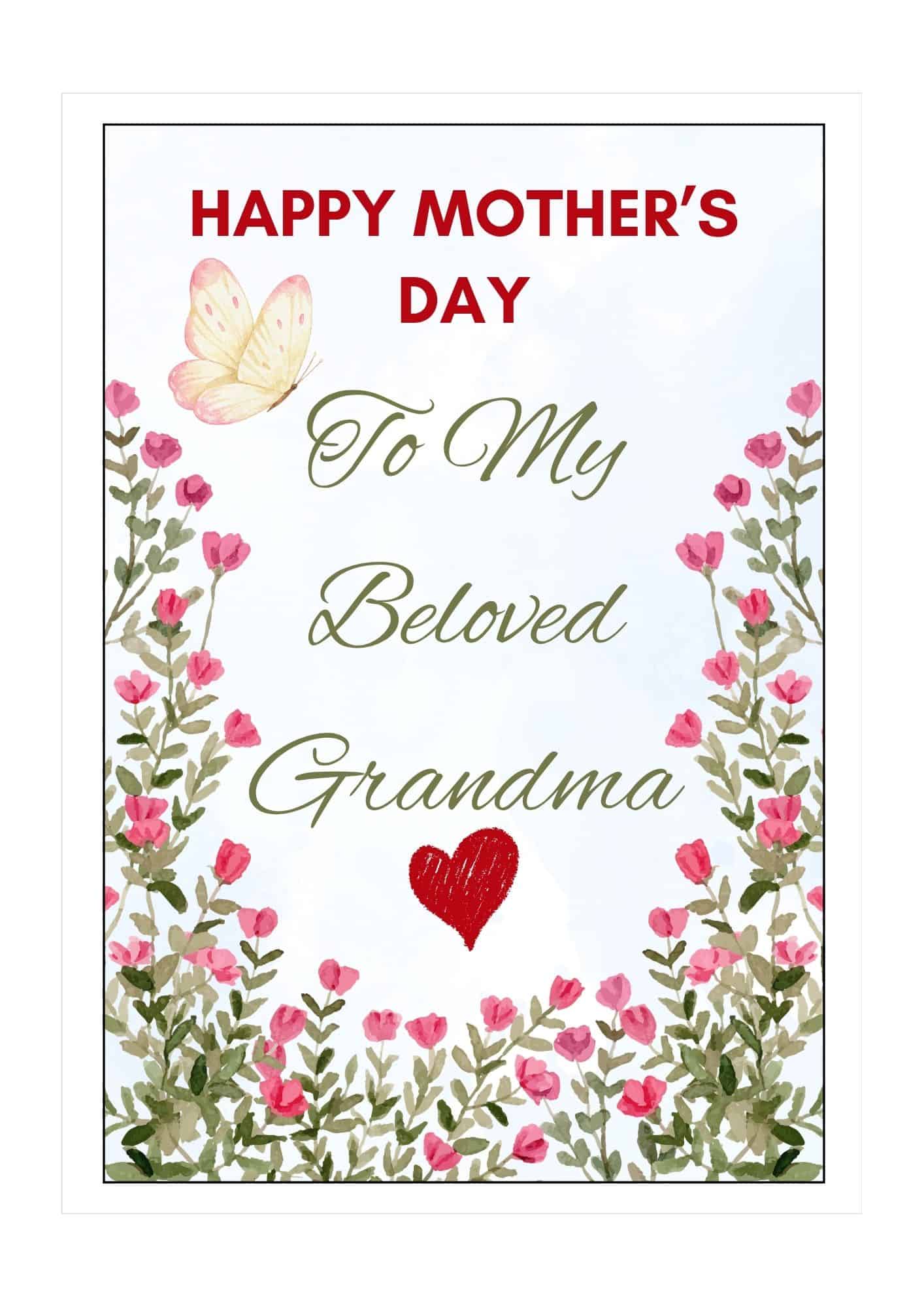 Happy Mother's Day card with rose bushes in watercolor effect.