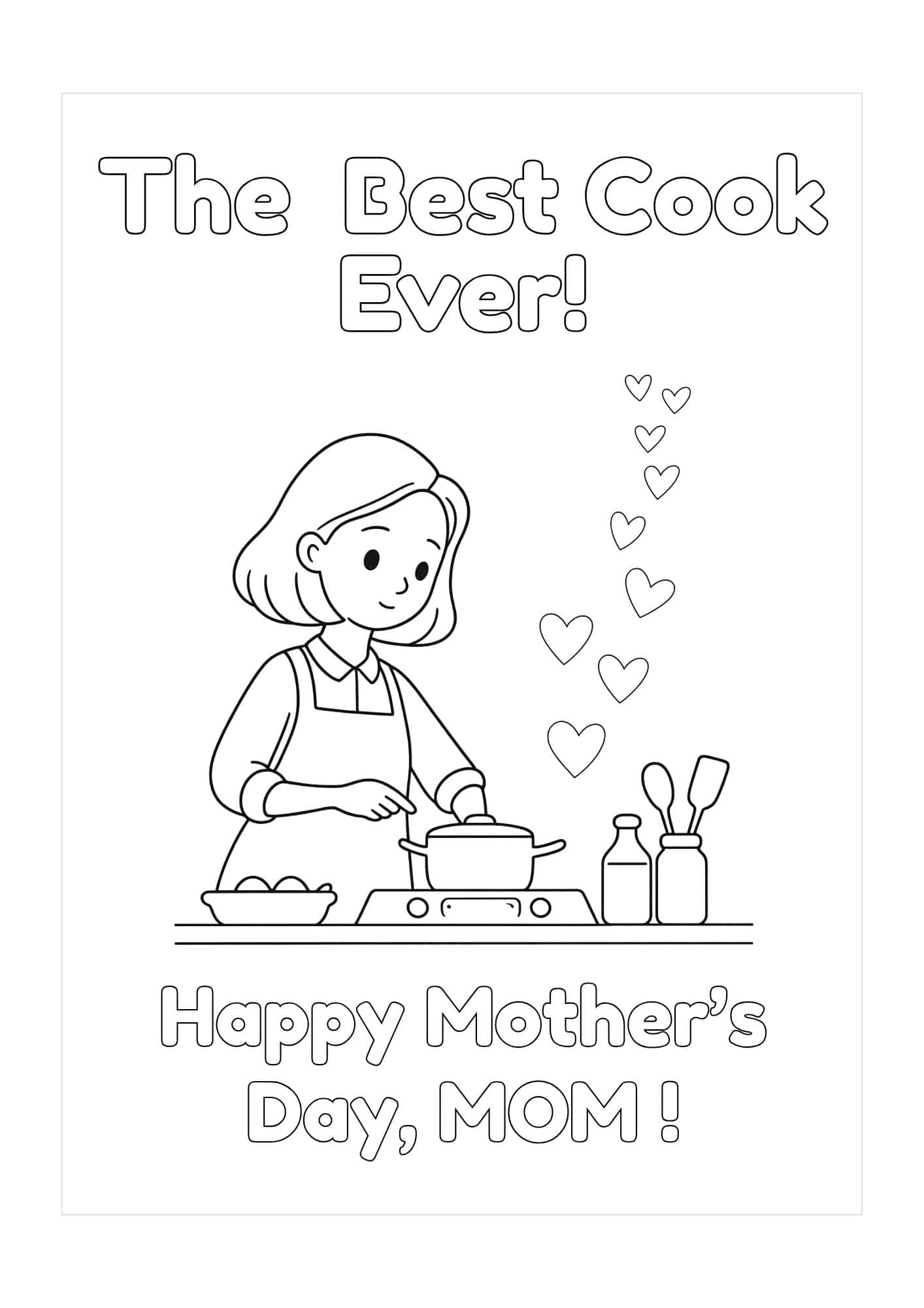 A lady cooking in the kitchen with the wordings Best Cook Ever at the top and Happy Mother's Day at the bottom.