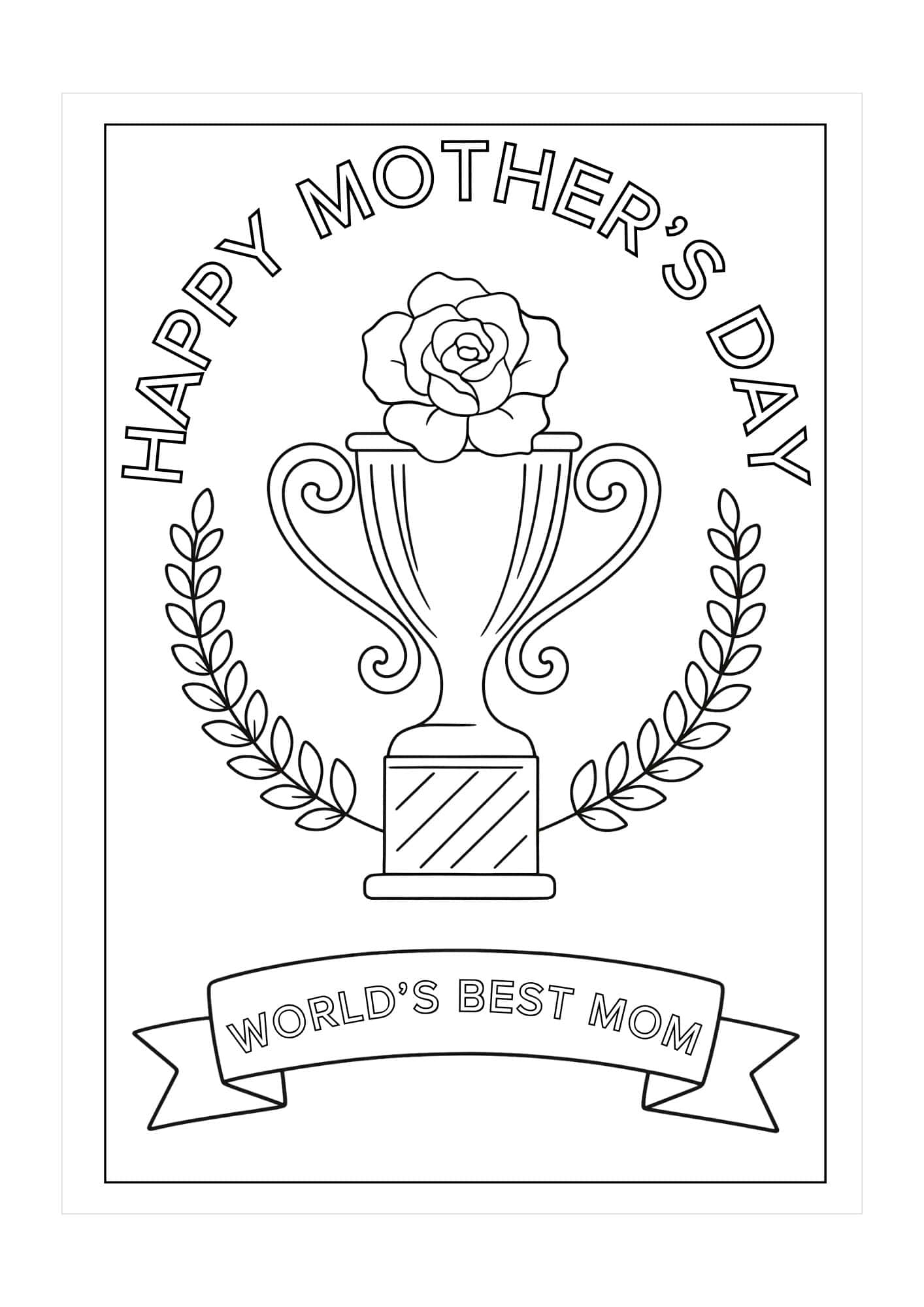 Happy Mother's Day wording with a trophy in the center and a World's Best Mom award.