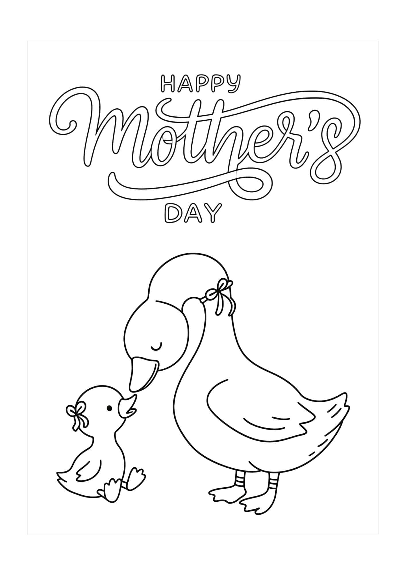 Mother's day card with a mother and baby duck image.