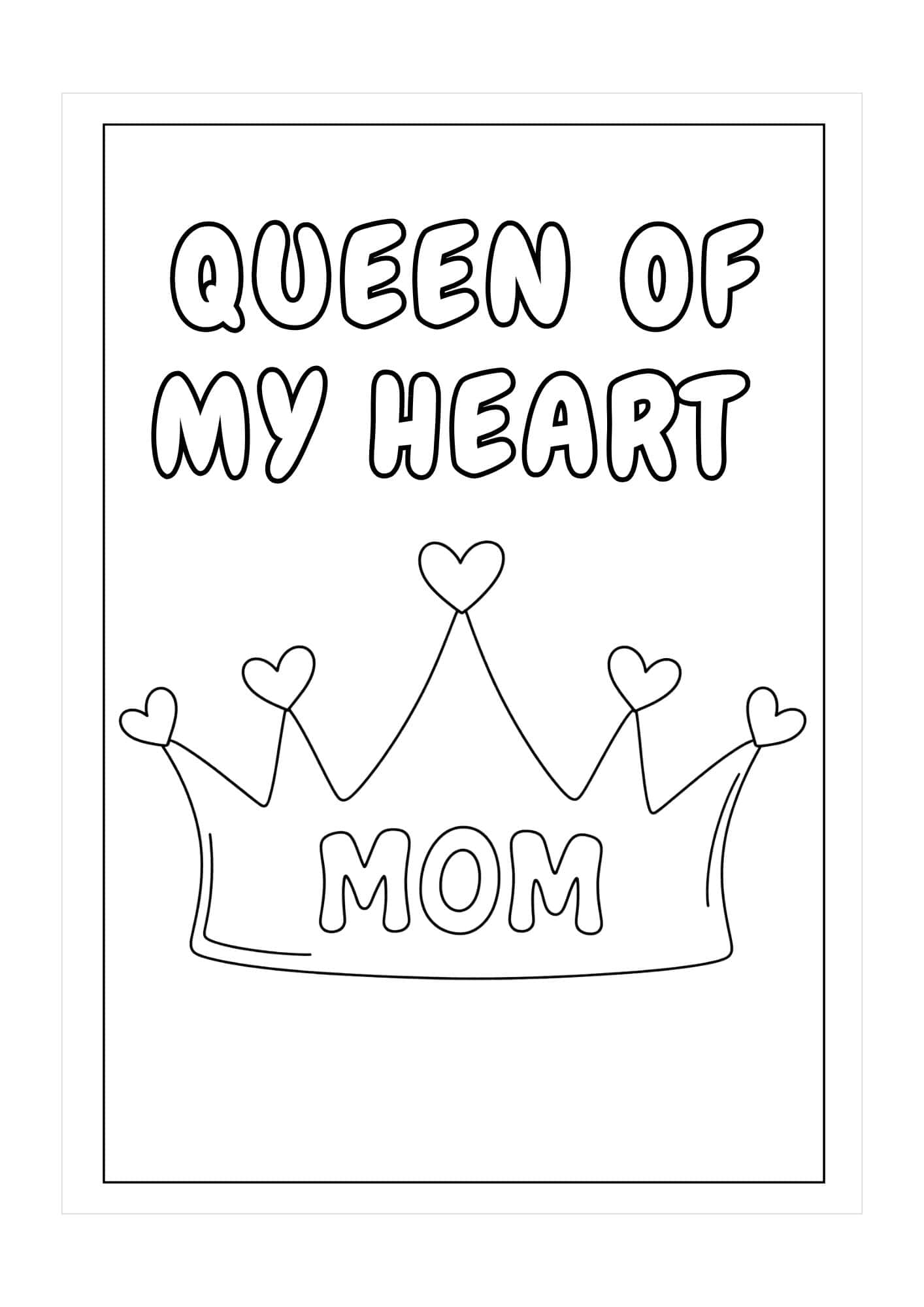 Queen of my heart printable mother's day card with a tiara design.
