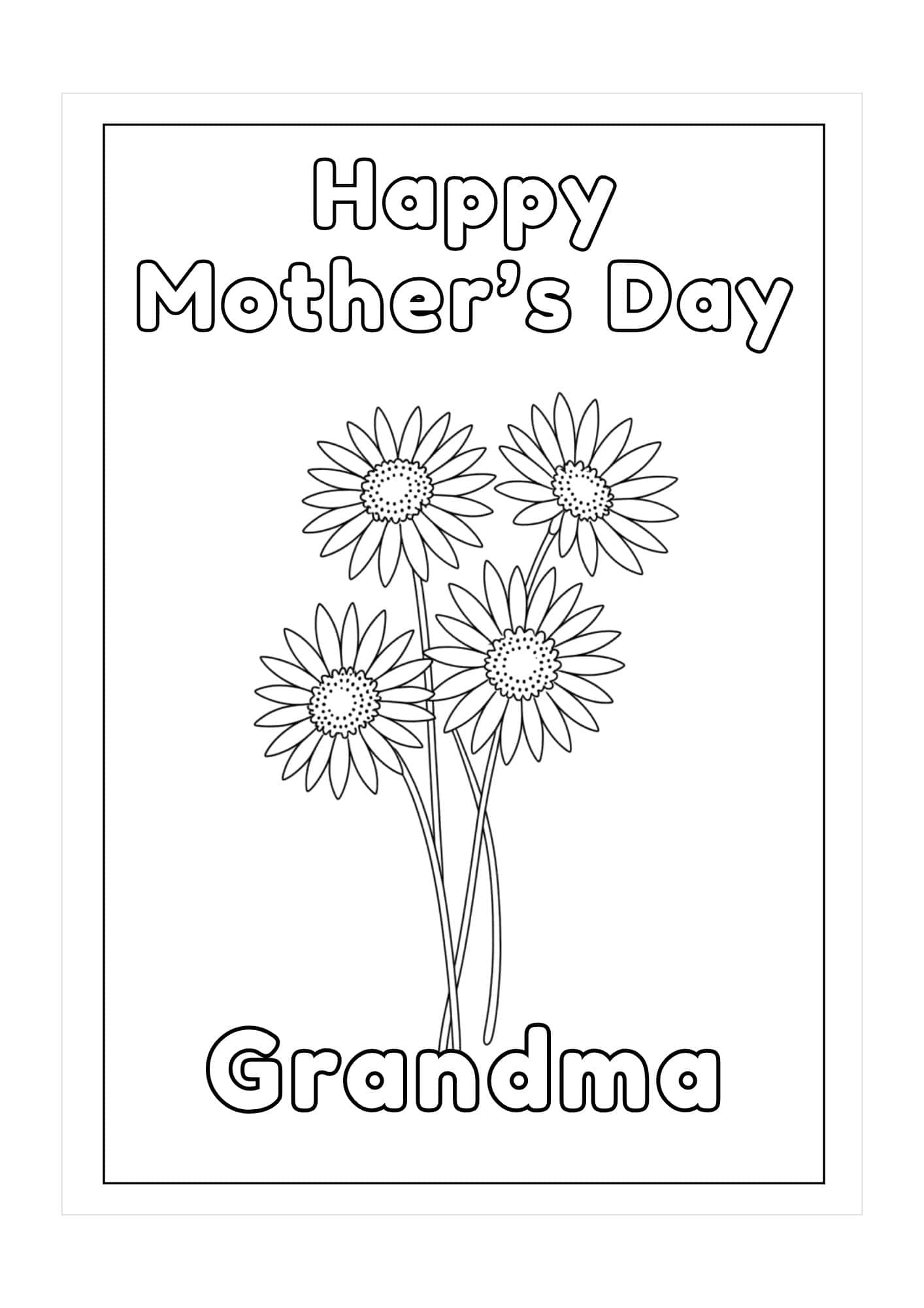 Printable Mother's Day card for Grandmother with daisies.