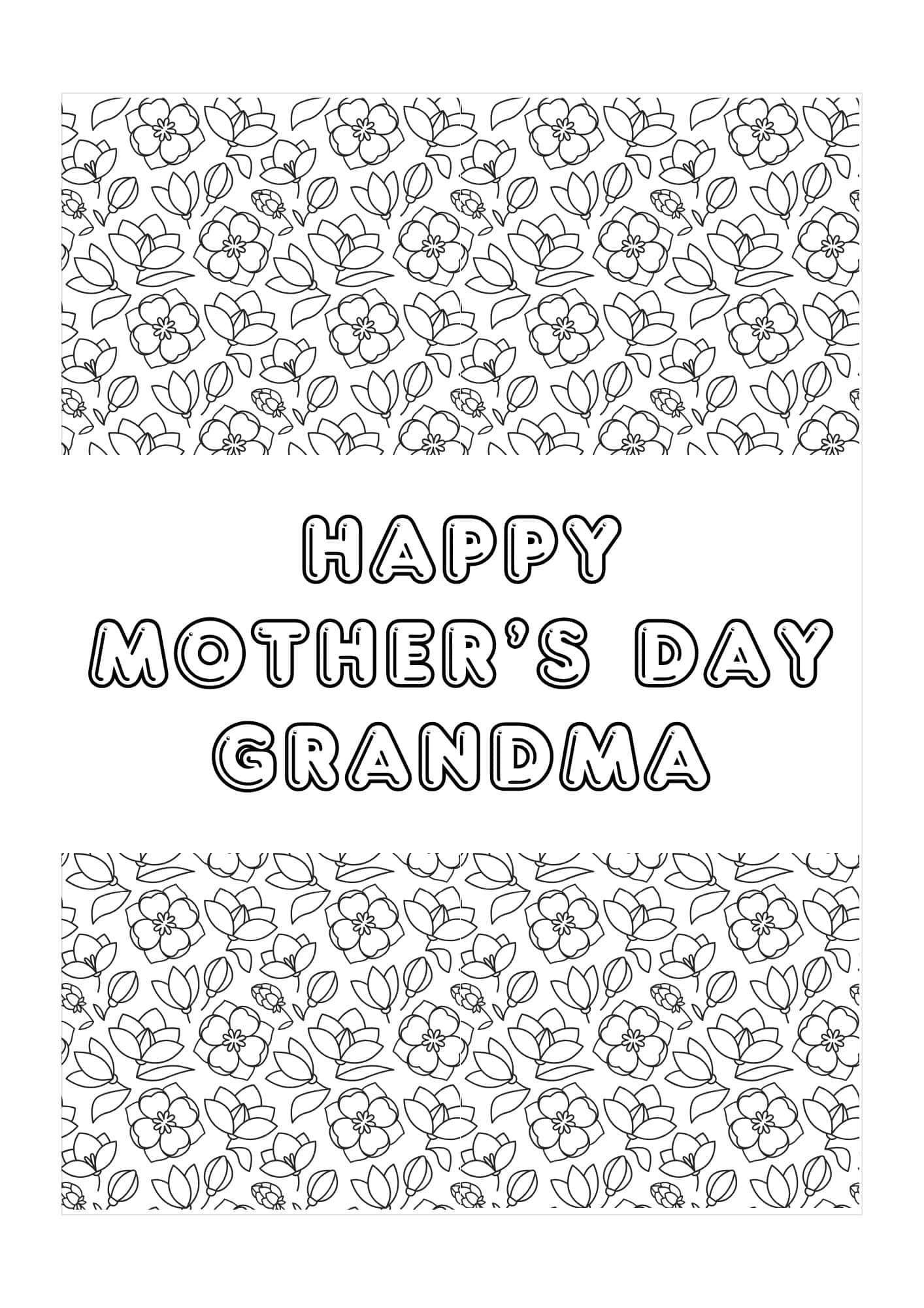 Printable Mother's Day card for Grandmother with doodle background.