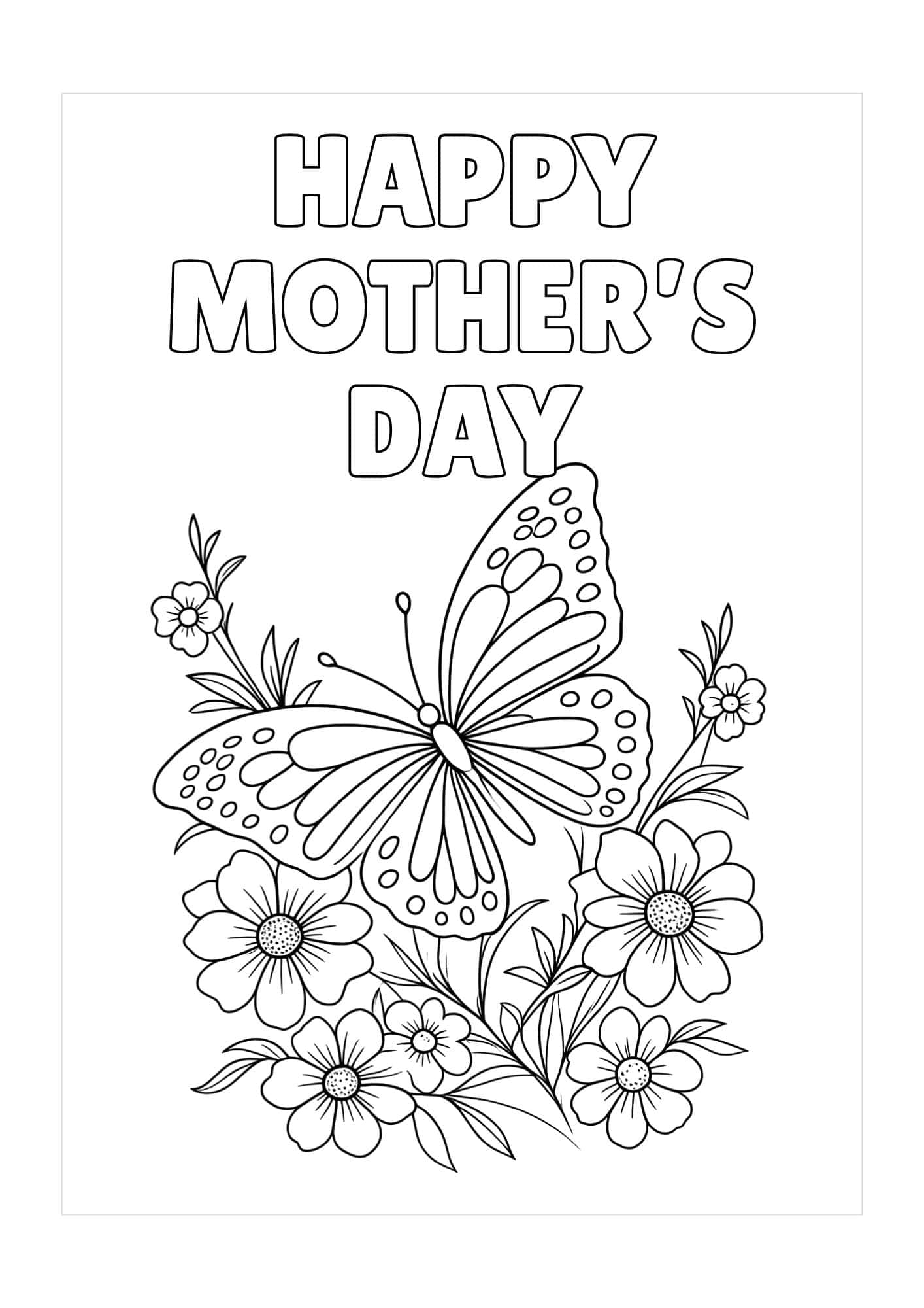 A large butterfly and a cluster of flowers at the back.