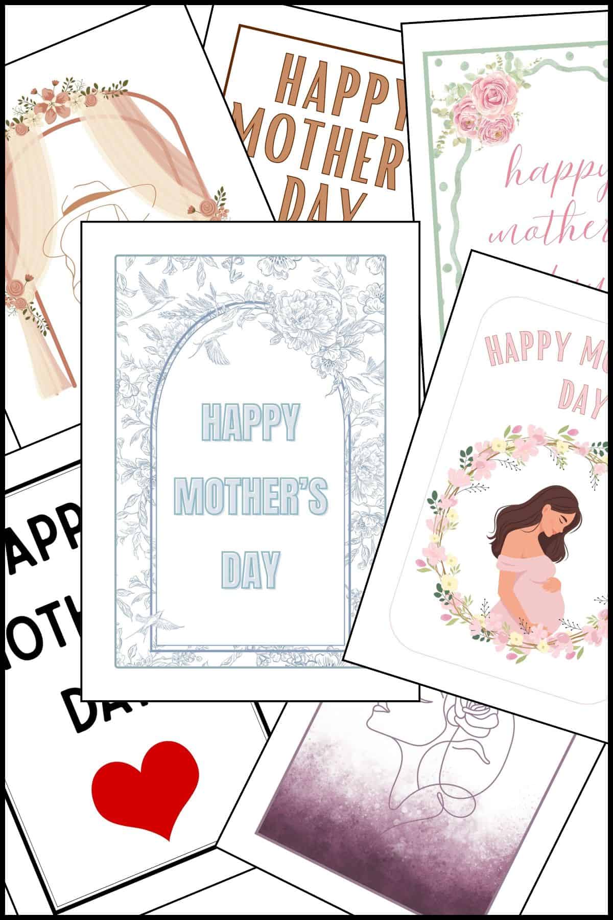Printable mother's day sign templates overlapping on one another.