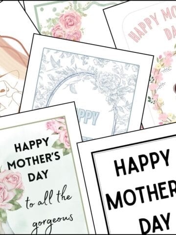 Printable mother's day sign templates overlapping on one another.