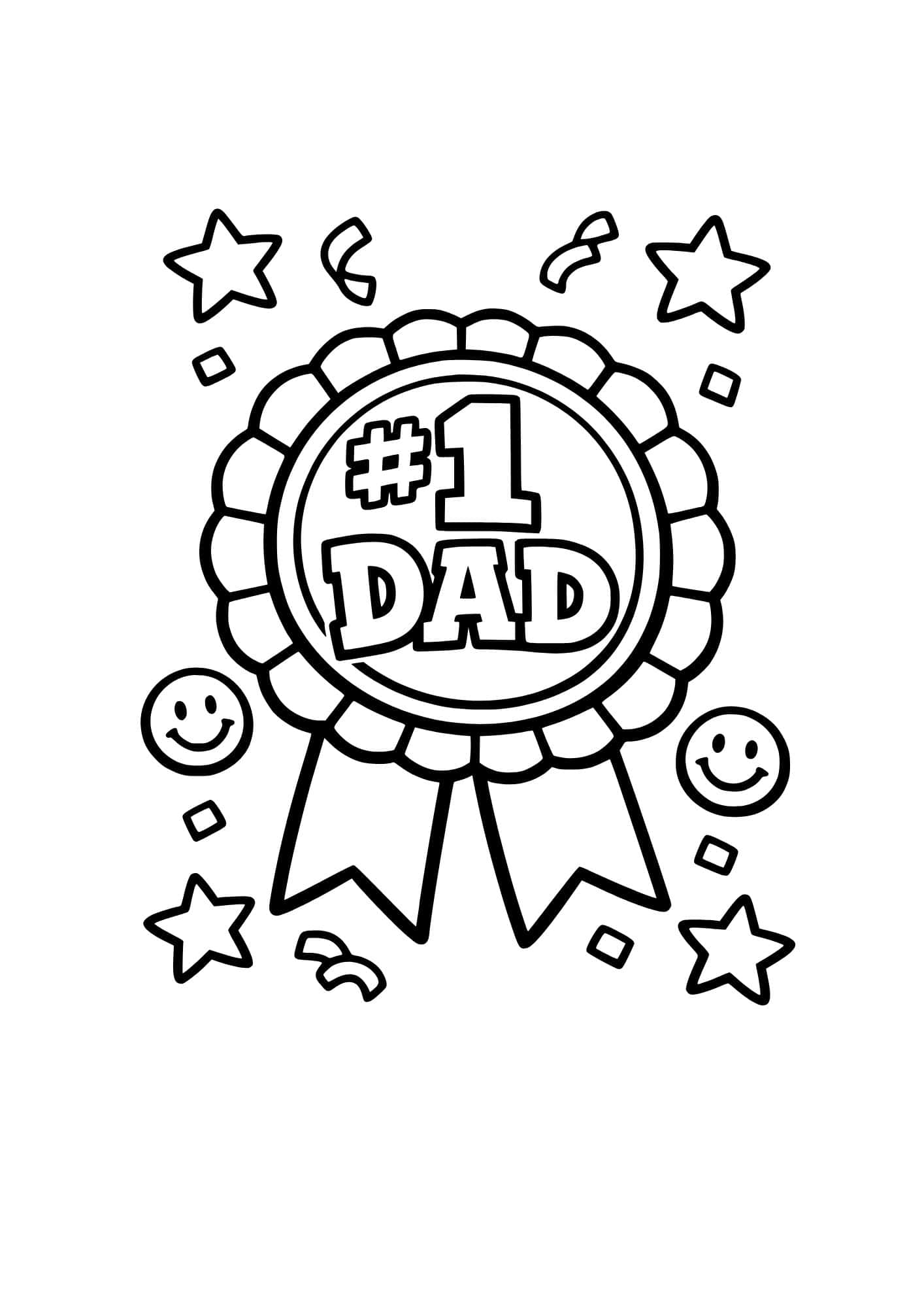 Number 1 Dad themed badge coloring page.