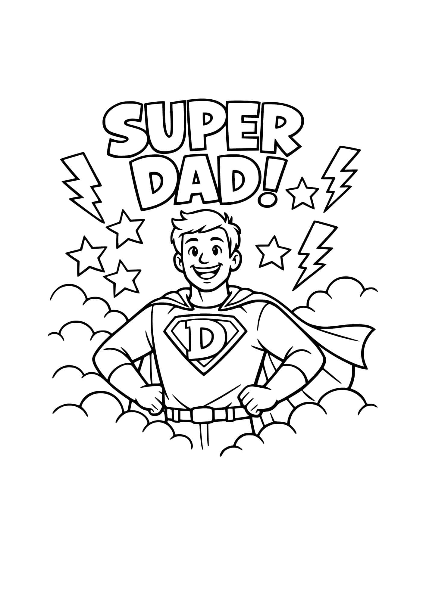 Super dad themed coloring page.